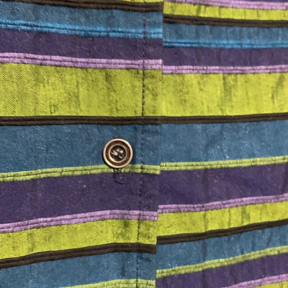 c.l.o.t.h.e.s Jacket Blazer XL Navy Blue Green Stripes 3/4 Sleeve Front Buttons - Picture 9 of 14